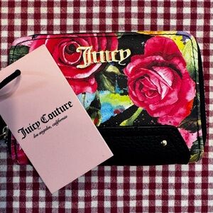 Juicy Couture Rose Print Wallet - Pink and Black